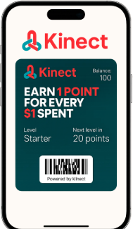 Kinect Rewards loyalty card preview on iPhone